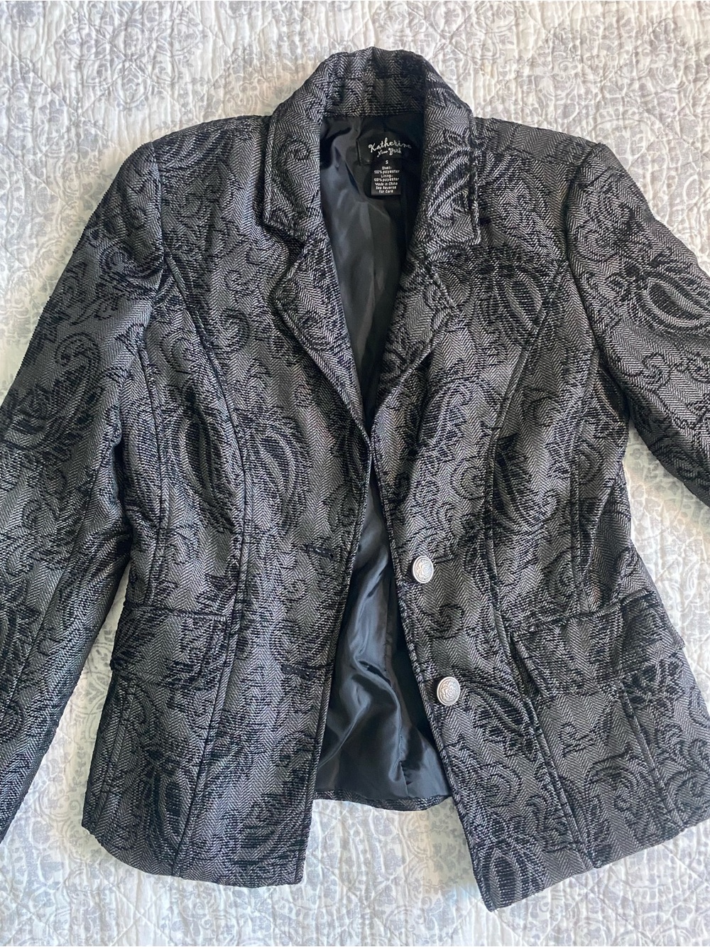 Tailored Black Paisley-Patterned Blazer Jacket - Katherine New York